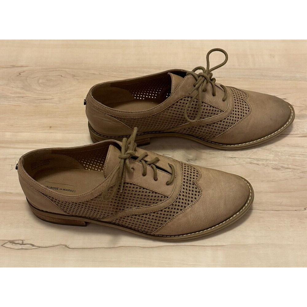 Melrose And Market Women 10M‎ Shoes Oxford Black Classic Perforated Tan